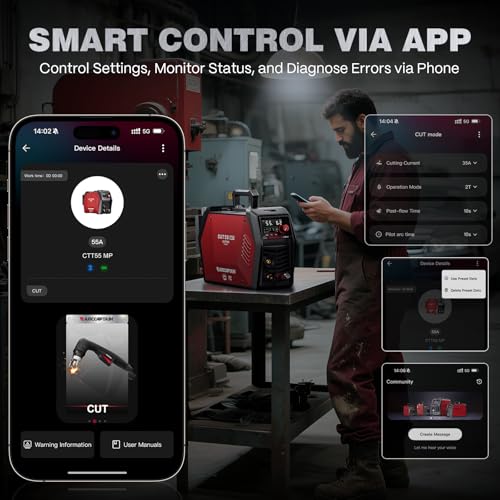 Image of ARCCAPTAIN iControl [Non-HF] Plasma Cutter CUT55 MP with APP Control, 55Amp Blowback Pilot Arc, 120V /240V, Upgraded LED Display, Expanded Metal, Rust Removal, Plasma Gouging, Pressure Detection