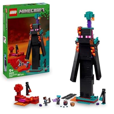 LEGO Minecraft 2in1 Der Enderman-Turm - Modulares Gaming Spielzeug - Lässt Sich in 2 Festungen umbauen - Mit 4 Minifiguren zum Sammeln - Gamer Geschenk für Jungen und Mädchen ab 9 Jahren - 21279