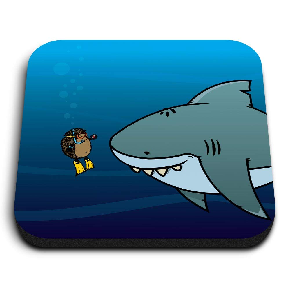 Destination Vinyl Ltd Multicolor 1 X Square Mdf Fridge Magnet - Scuba Diving Hedgehog Shark 15624