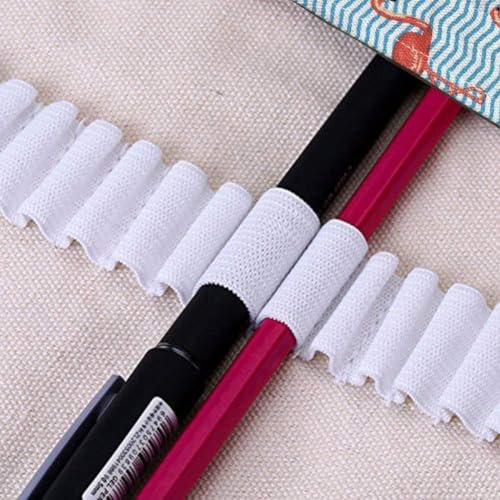 Image of Canvas Pencil Wrap Case, 72 Holes Colored Pencil Roll Holder Storage Pouch for Office (72 Holes, Blue-Pink)