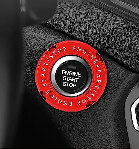 Image of Rotary Push Start Button Cover, Universal Car Engine Start Button Cover, Car Stickers Interior Decor, Car Accessories Motorcycle Ignition Key Switch Cover(Red)