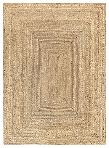 HAMID Jute Teppich, Alhambra Teppich Handgewebt 100% Naturfaser de Jute, Wohnzimmer, Schlafzimmer,...