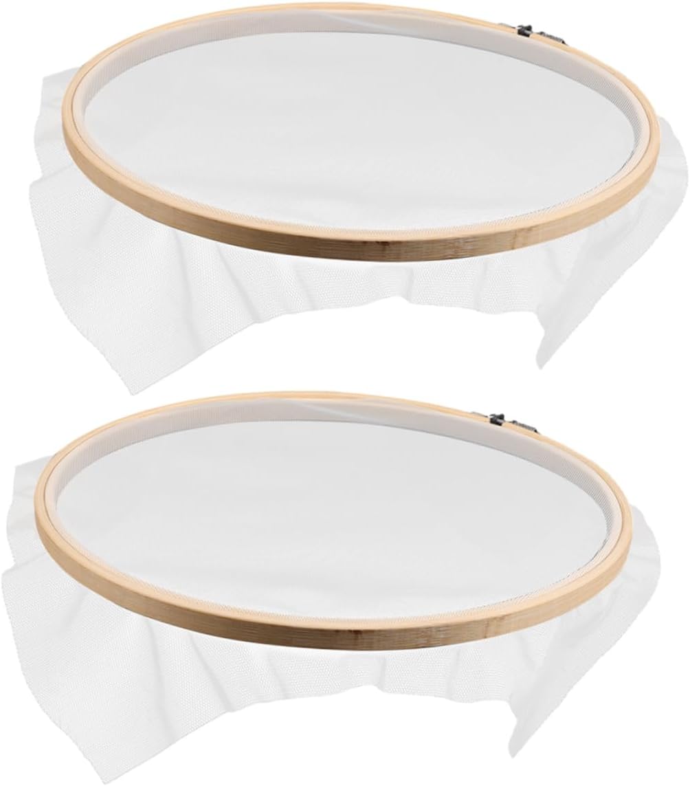 NUOBESTY 2pcs Paper Making Screen: Wooden Papermaking Mould - 9.43 X 9.43 Inch Round Frame - Wood Frame for DIY Craft and Handcraft Supplies