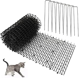 YAYODS 4M Cat Scat Mat with Spikes, 13 Feet Black Plastic Cat Repellent Mat with 8Pcs U Shape Pegs, Multi Purpose Pet Deterrent Mats for Indoor and Outdoor