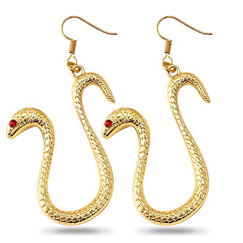 One Pair of Boa Hancock Pirate Empress Gold Snake Cosplay Earrings