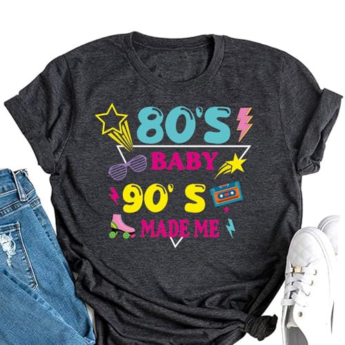 80s 90s T Shirts Women I Love The 80s Shirt Short Sleeve Retro Fancy Dress Party Tees Pop Star Tops