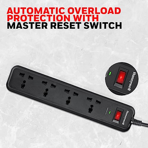 Honeywell Surge Protector, 4 Universal Sockets,15000Amp, 2 Meter Cord, Device Secure Warranty, Automatic Overload Protection, Spike Guard/Extension... - Image 5