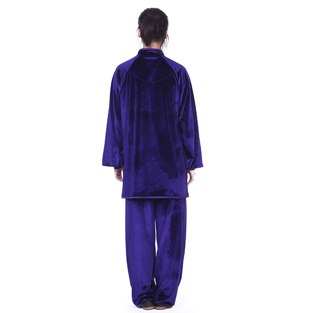 Abbigliamento Tai Chi Donna Autunno E Inverno Ispessito Abito Ricamato Uomo Esecuzione di Abiti da Boxe Tai Chi,Purple-XS