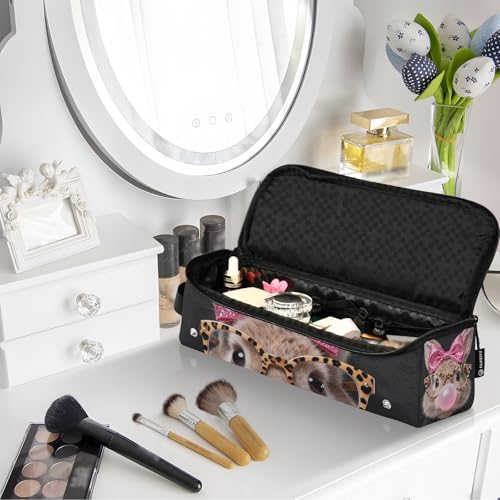 Organizador de herramientas para cabello 2 en 1 con tapete para plancha resistente al calor, bolso portátil para viaje con compartimento abierto para planchas, rizadores y peinados, diseño con cara de conejo, edición especial de Pascua miniatura 7