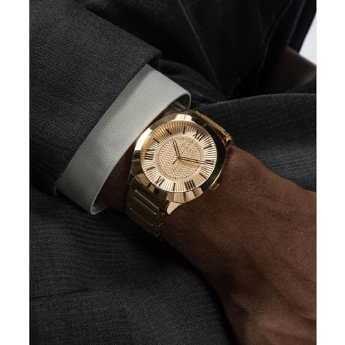 GUESS Mens Stainless Steel Analog Champagne Dial Watch-Gw0727G1, Band Color:Gold - Image 6