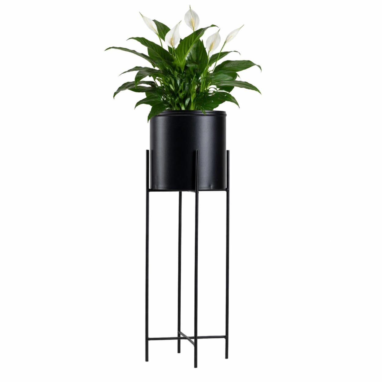 75 cm, Vaso Decorativo Portapiante Supporto Vasi in Metallo con Scaletta Portavasi, Colore: Nero
