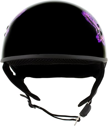 Miniatura 7 de Milwaukee Leather Hot Leathers HLD1007 'Black Out Eagle' - Medio casco para motocicleta con DOT, color negro brillante, para hombres y mujeres,