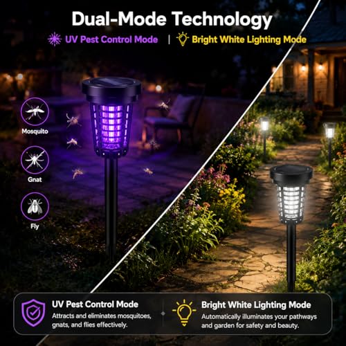 Image of 4 Pack Solar Bug Zapper Outdoor, 2-in-1 Mosquito Zapper