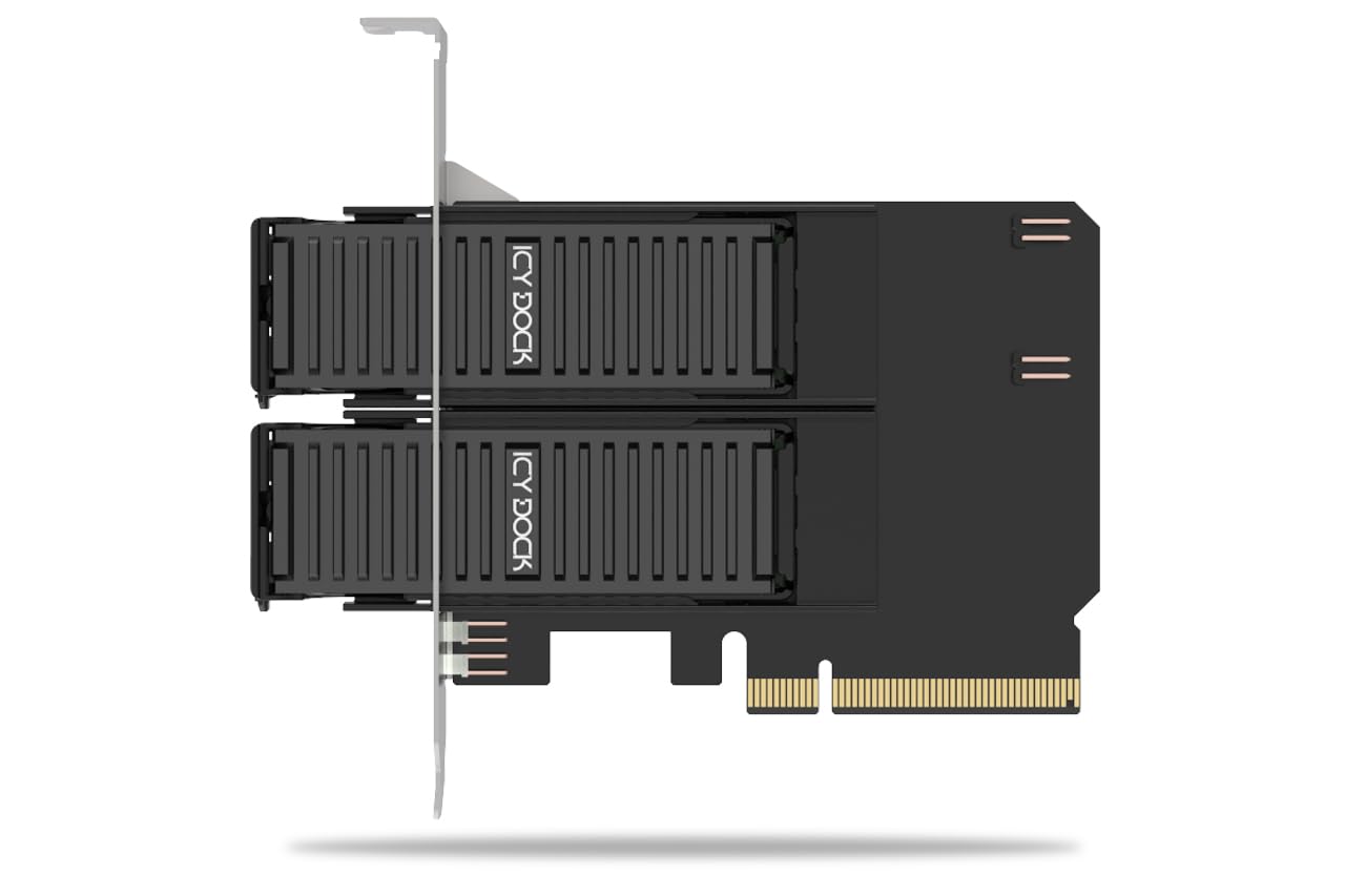 ICY DOCK 2-Bay M.2 NVMe SSD do PCIe 4.0 x8 wymienna ramka / karta adaptera do gniazda rozszerzeń PCIe (wymagana bifurkacja) - ExpressSlot Core MB312M4P-B