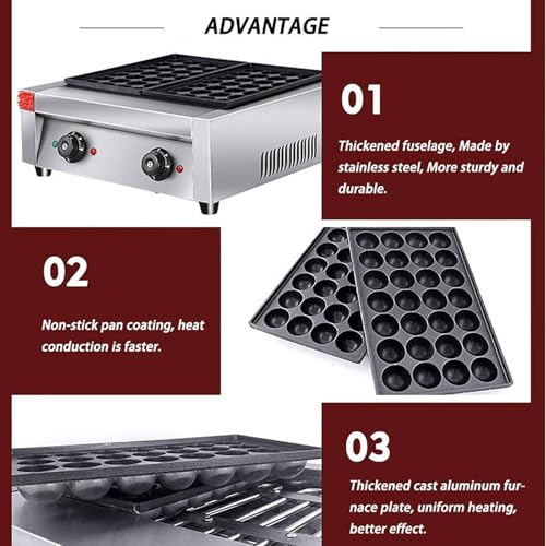 Memykoy 56-Hole Commercial Electric Takoyaki Maker - 4000W Octopus Ball Grill for DIY Snacks and Fish Balls - Image 6