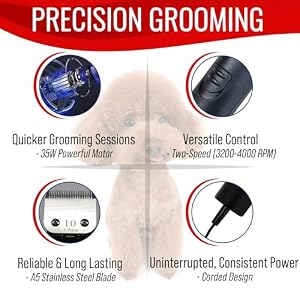Premium Dog Clippers for Grooming | High-Performance 2-Speed Corded Shears for Thick Coats & Matted Hair | Quiet Dog Grooming Kit Premium Dog Clippers for Grooming | High-Performance 2-Speed Corded Shears for Thick Coats & Matted Hair | Quiet Dog Grooming Kit