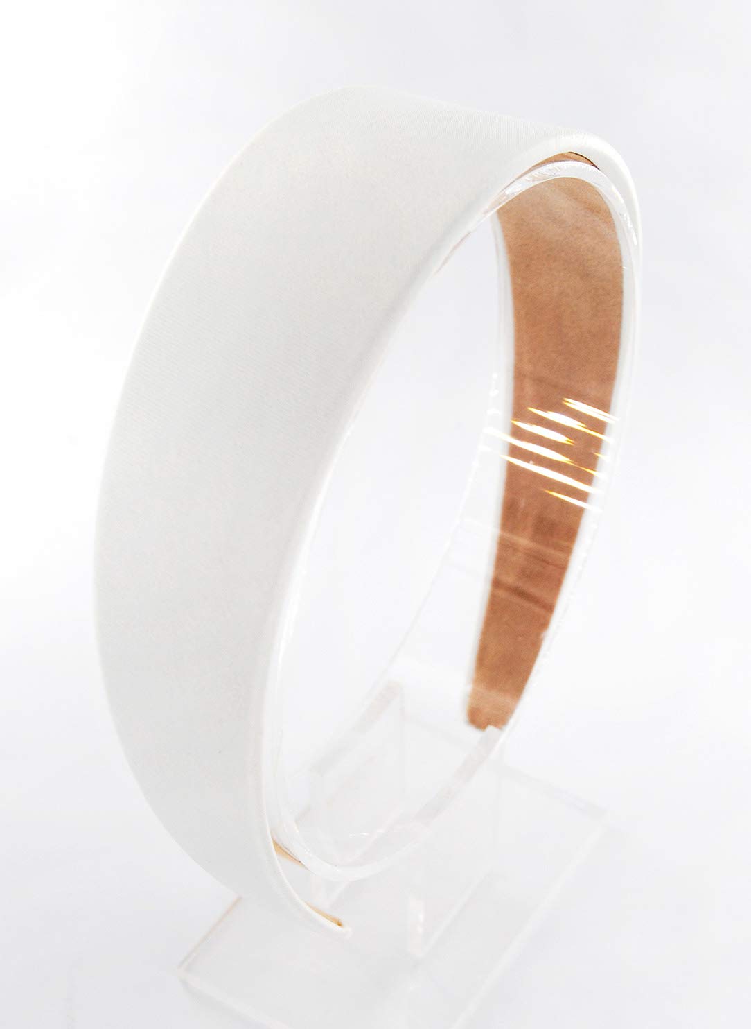 Axy HRK1 Wide Headband with Satin Covered Hairband Vintage Classic Look, White - Image 4