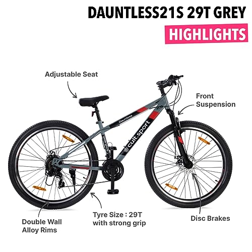 Image of CULTSPORT by Cult Dauntless 29 inch Cycle /Bicycle MTB (21 Speed) Gear Cycle for Men /Boys with Front Suspension & Dual Disc Brake Mountain Bike | Ideal for 15+ Years, Grey