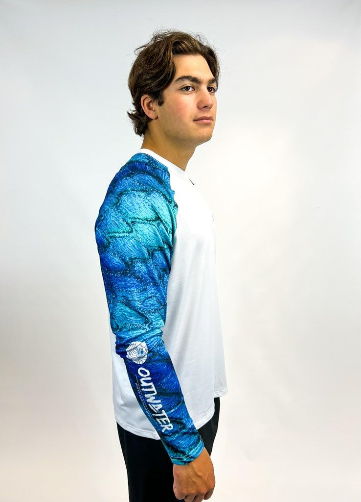 OUTWATER Camp One Fish Scale– Camiseta de pesca para hombre, protección solar, antirrayos UV, manga larga, UPF50+ | Pesca, Barco, Outdoor