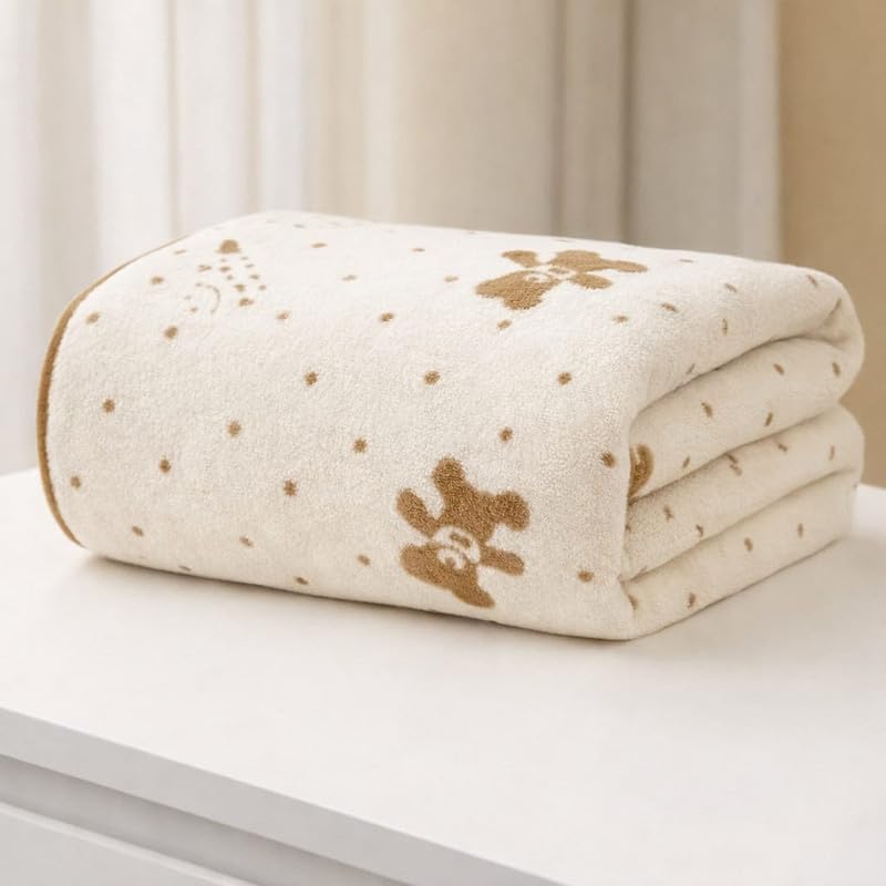 Khillayox Ultra Soft Baby Bath Towel for Kids | Plush & Absorbent Microfiber Towel | Gentle on Newborn & Toddler | 70x140 cm.Cute Floral Design White-image-27