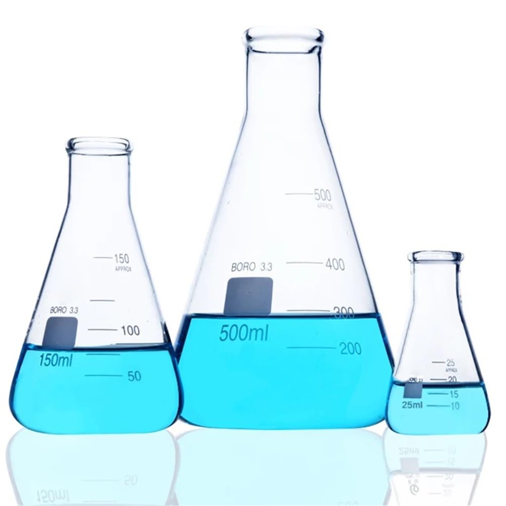 Matraz científico del juego, Matraz Erlenmeyer de vidrio transparente de 50 a 2000 ml(500ml)