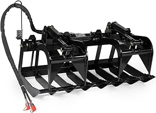 Titan Attachments 60" Standard Series Skid Steer Root Grapple Bucket, SSQA Attachment, Twin 3,000 PSI Cylinders, 1/2in Thick Steel Frame, Ideal Landscaping Tool for Moving Rocks, Logs, Brush