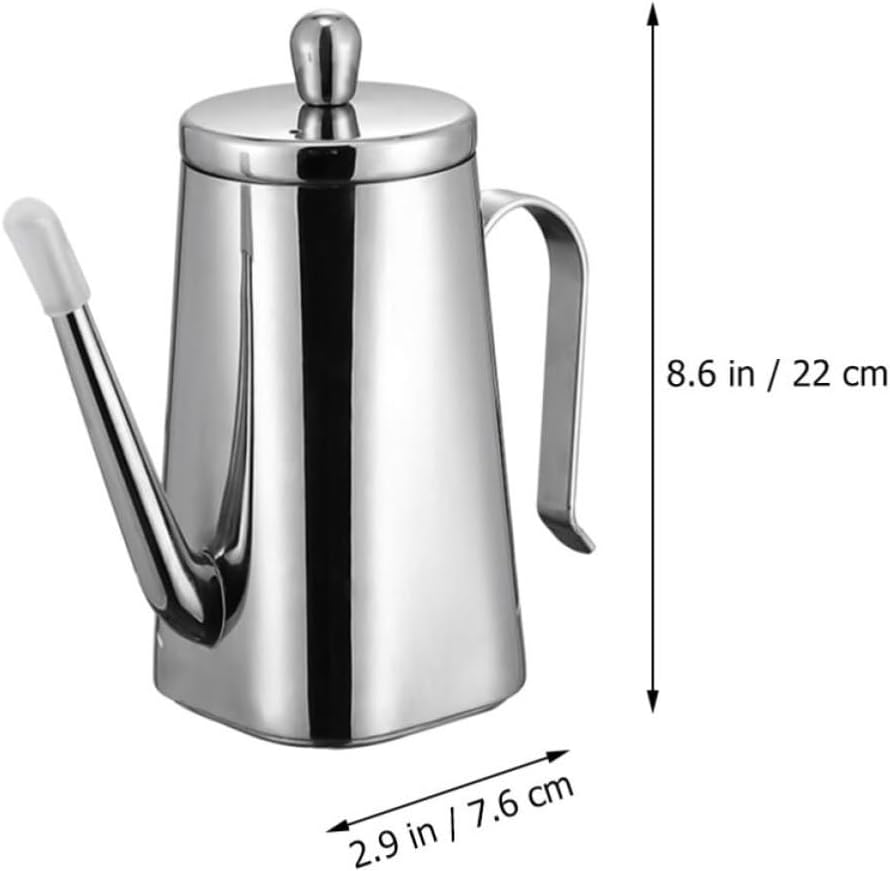 Amosfun Oil Pot Stainless Steel with Long Spout and Handle for Home Cooks