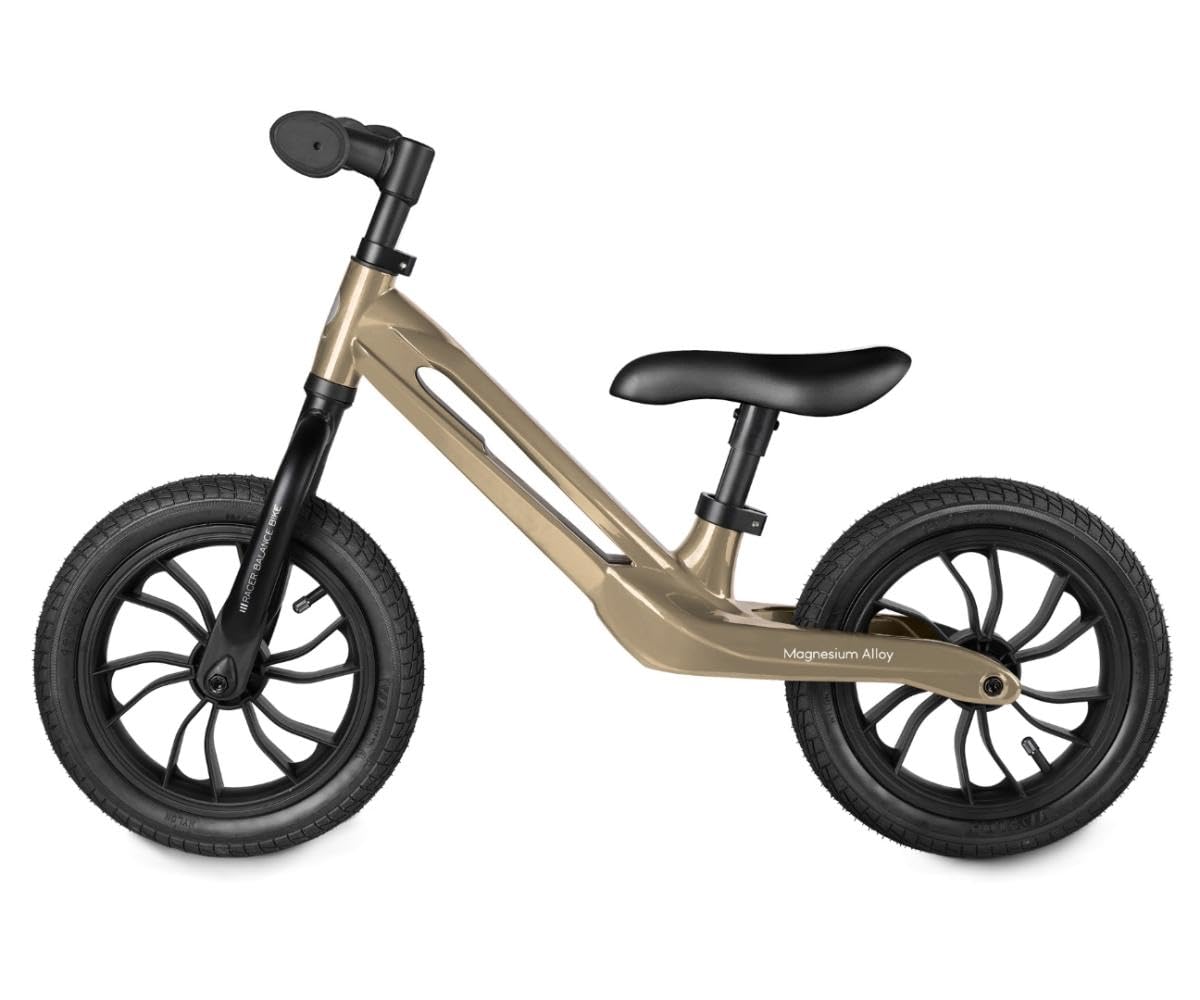 QPLAY Balance Bike Racer Vélo sans pédales en magnésium pour enfants de 3 à 6 ans, super léger, vélo d'équilibre réglable, roues de 12 pouces à chambre à air, jusqu'à 30 kg