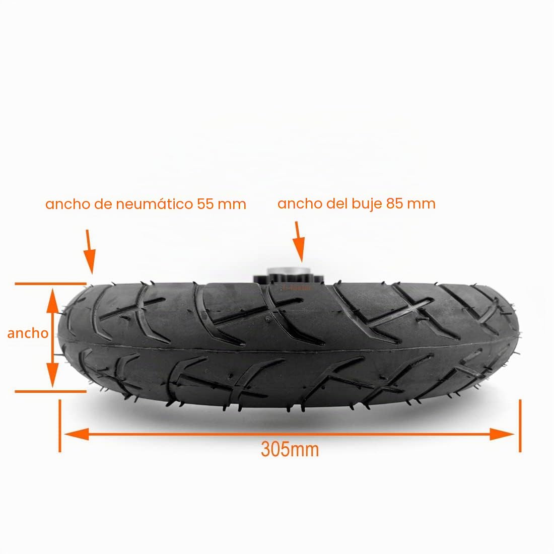 Rueda de 12 pulgadas con tubo de neumático compatible con freno de disco de 160 mm 12 1/2 X 2 1/4 rueda negra para mini bicicleta patinete (negro con disco)