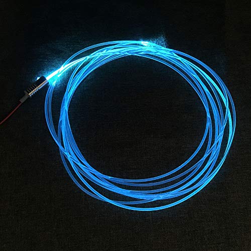 Image of 3mm 5meters /16ft PMMA Optic Fiber Cable Side Glow with 12V 1.5W LED Aluminum Illuminator Light Source for Home Car DIY (Cool Blue)