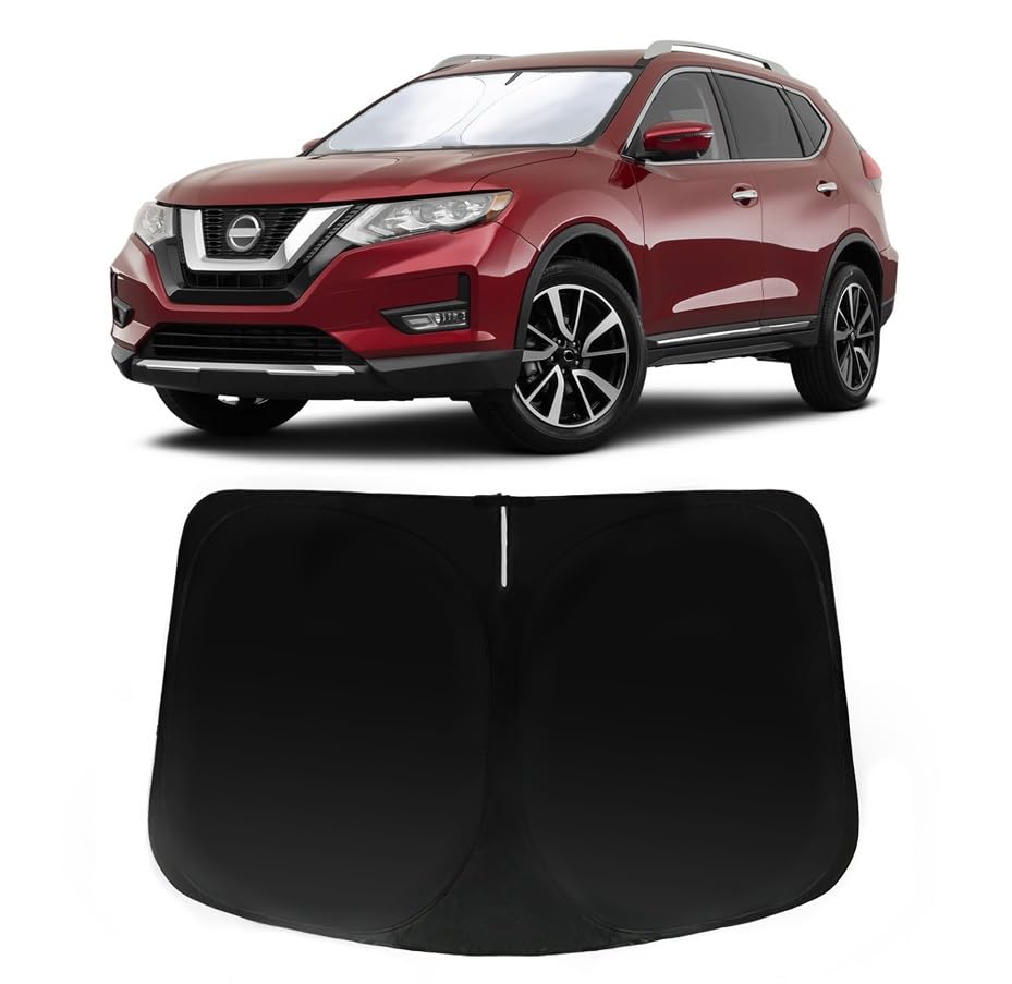 Image of Car Front Windshield Sun Shade for Rogue 2014-2022, Car Window SunShades Shield Cover Sun Visor Protector with 240T Reflective Fabric UV & Sun Heat Protection Accessories