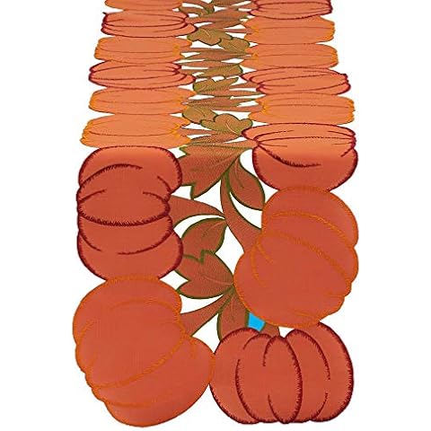 DII 14x70 Embroidered Pumpkin Table Runner Cover