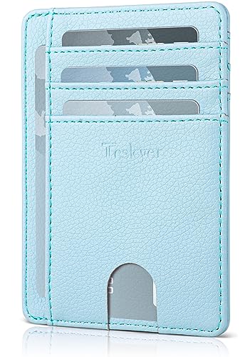 Image of Teskyer Slim Minimalist Wallet for Men, RFID Front Pocket Card Holder | Ultra Slim Front Pocket Design, 8 Card Slots, RFID Protection, Smooth Faux Leather for Everyday Carry