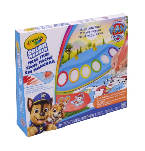 Image of Crayola PAW Patrol Color Wonder Magic Light Brush - Mess Free Painting Kit for Kids with Lightup Brush, Gift for Toddlers, Preschool Art Activities, Ages 3+