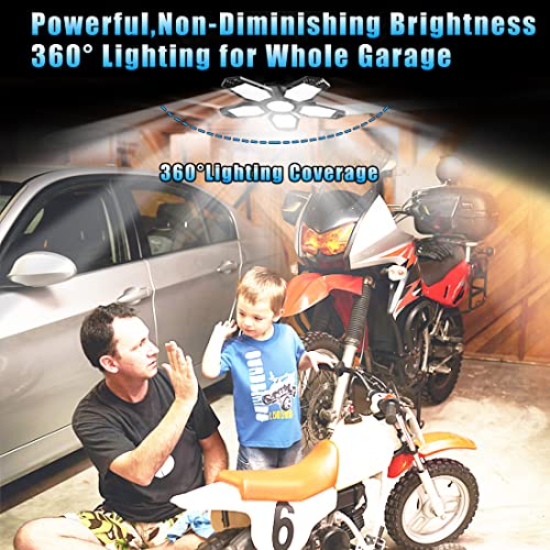 Jamiewin Led Garage Ceiling Lights, 120W 12000Lm Deformable Garage Light Fixture 6500K E26/E27 Led Shop Light For Garage Workshop Basement Attic Barn #TOP1