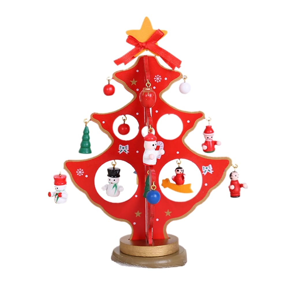 CTRLZS DIY Wooden Christmas Tree Christmas Tree Gift Holiday Mini Christmas Tree Home Decoration Three-Dimensional Red