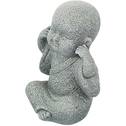 Persianas Monja HOMSFOU Decoración De Pecera Monje Decorativo Cadena Persiana Vertical Estatua De Buda Meditando Linda Estatua De Buda Accesorio para El Hogar Jardín Arenisca Pez Betta Pequeño Monje