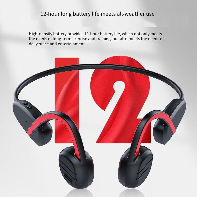 Bone Conduction Headphones Wireless Headphones Bluetooth 5.2, Open Earphones IPX6 Waterproof Sport Headset with 10H Playtime for Running, Driving, Cycling, with Clear Calls