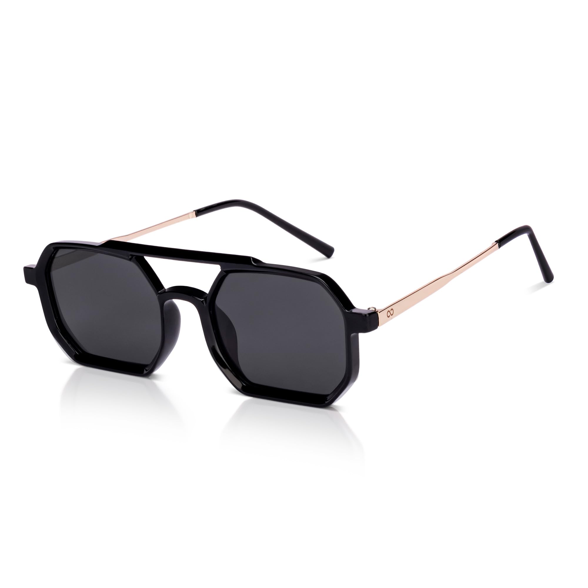 vincent chase eyewear Vincent Chase By Lenskart | Black Gray Solid Full Rim Hexagonal | Branded and Stylish Sunglasses | Polarized and 100% UV Protected | Men & Women | Medium | VC S17518-picture-21