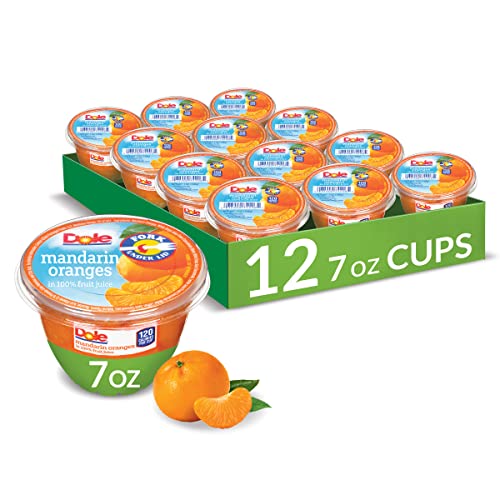 Dole Fruit Bowls Mandarin Oranges In 100% Juice, Gluten Free Healthy Snack, 7 Oz, 12 Total Cups #TOP5