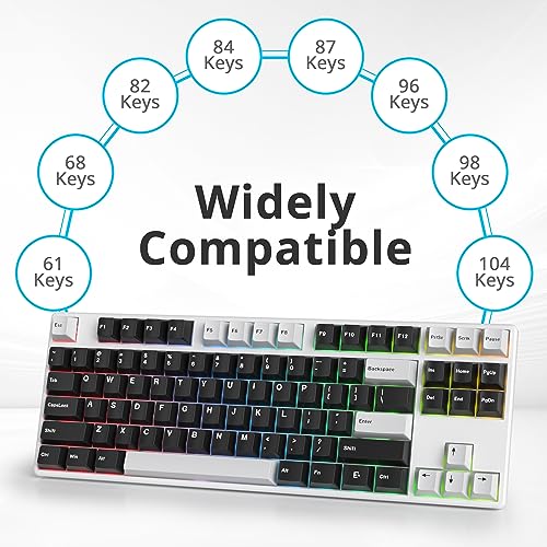 Image of Fogruaden White on Black Keycaps, Cherry Profile PBT Doubleshot keycaps, Minimalist Style Black and White Keycap, 168 Keys Custom Keycaps for Mechanical Keyboard(WOB)