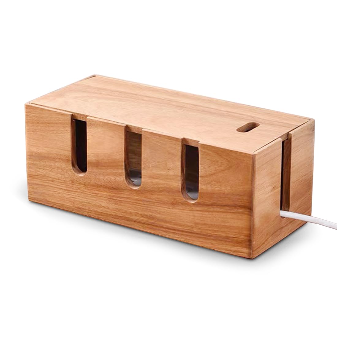 Kabelbox Holz Groß, Kabelmanagement Box, Bxtxh 30.5x14x13.3 CM, Cable Management Box, Kabelaufbewahrung B-ox, Natürliches Kirschholz für Drahtmanagement, Kabel Verstecken