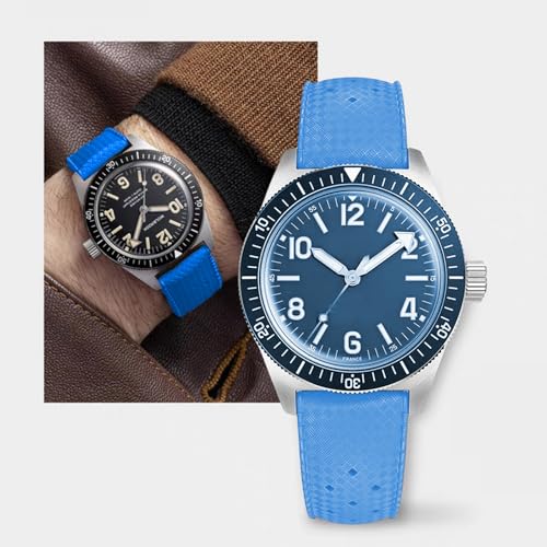 Image of FKM Rubber Watch Bands Tropical Style Quick Release Fluororubber Watch Strap 18mm 20mm 22mm Universal Soft Breathable Durable Sporty FKM Rubber Replacement Band Strap for Men Women