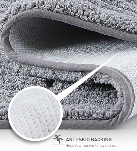 Image of Obsessions Soft & Plush Bath Mat | Quick Dry, Stain & Skid Resistant | Luxuriously Soft, Long Lasting Color | TPR Latex Backing, Size 50x80 cm, Silver & Grey