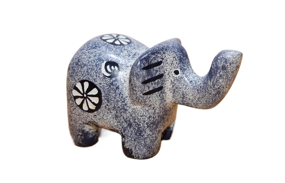 Handmade from Africa - Soapstone African Elephant - Handmade - Figurine Sculpture - 2 Inches Height x 3 Inches Long, Grey, SS15