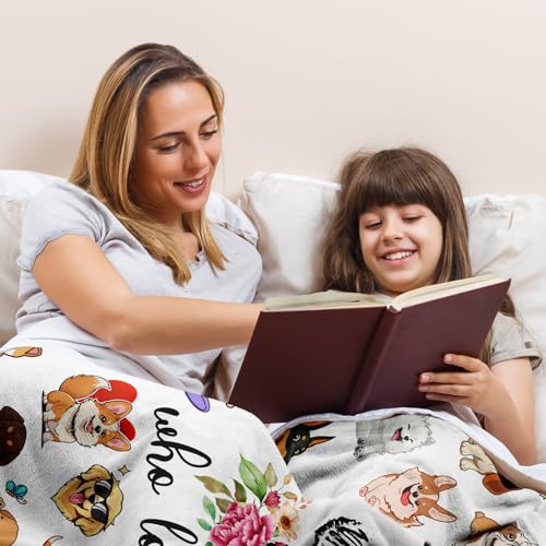 Jepufo Dog Blanket Gifts, Dogs Gifts for Girl, Just a Girl Who Loves Dogs Blanket, Best Gift Ideas for Dog-Lover Blankets 40"X50"