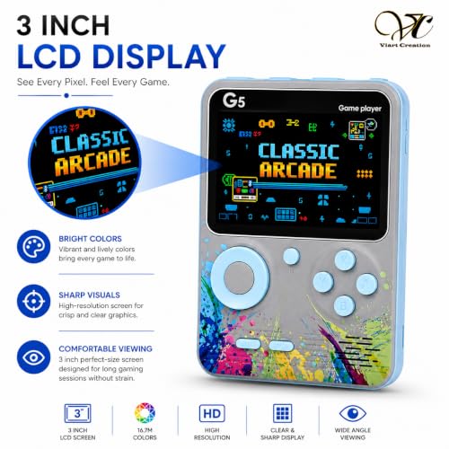 Image of Toys for Boys / Girls 7-14 Years | Video Game for Kids 10 to 15 Years | G5 Rechargeable Pocket Handheld Gaming Console 500 in 1 Retro Games Box, 2 Player TV Output (Green)