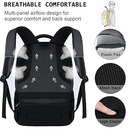 17 Inch Laptop Backpack, Business Anti Theft Slim Durable Laptops Backpack with USB Charging Port, Water Resistant College Computer Bag Gifts for Men & Women Fits 15.6 Inch Notebook-Black - Image 6