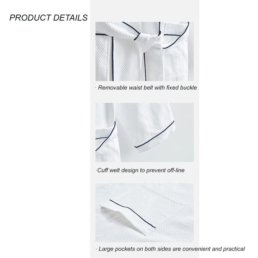 MTFBQ Albornoces De Tejido De Gofres De Algodón, Toallas De Baño para Mujeres, Hombres, Batas, Damas, Ligero, Suave, Absorbente Y De Secado Rápido, Pijamas Finos para Después del Baño