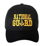 Artisan Owl US National Guard Masonic Square and Compass Embroidered Adjustable Baseball Cap Black